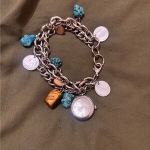 Chico’s Southwestern style Bracelet Watch w/Turquoise and Tiger's Eye Accents